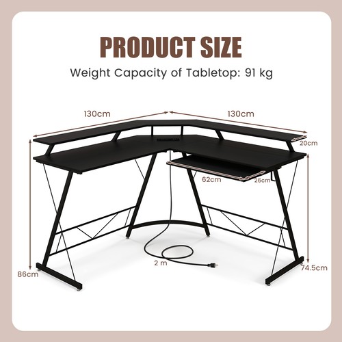 Shaped computer desk with - l-shaped,