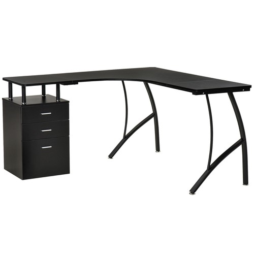 Homcom shaped corner desk - l-shaped, pc