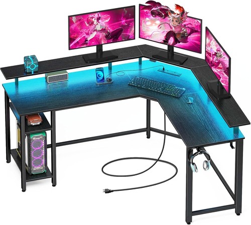 Shaped gaming desk - with, led