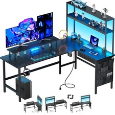 L Shaped Gaming Desk with LED