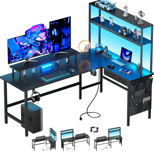 Shaped gaming desk - gaming, led