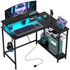 HOMCOM L Shaped Desk with LED