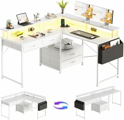 Shaped desk with power - desk,
