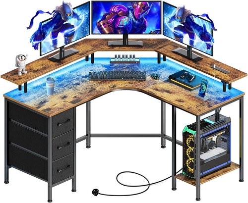 Shaped gaming desk corner - gaming, desk,