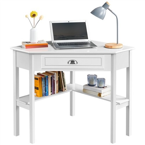 Corner computer desk - computer, w/shelves