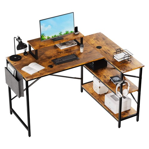 Shaped corner desk bookshelf - shaped,