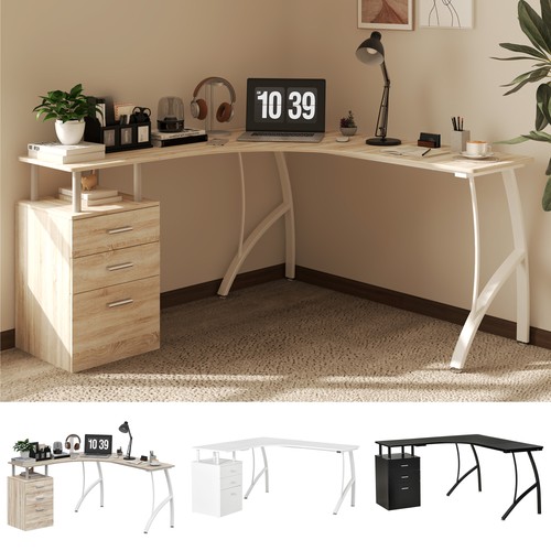 Shaped computer desk table - computer,