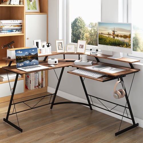Shaped computer desk with - l-shaped,